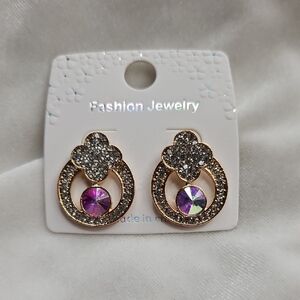 Women's AB Rhinestone Crystals Dangle Pierced Earrings Fashion Jewelry Prom